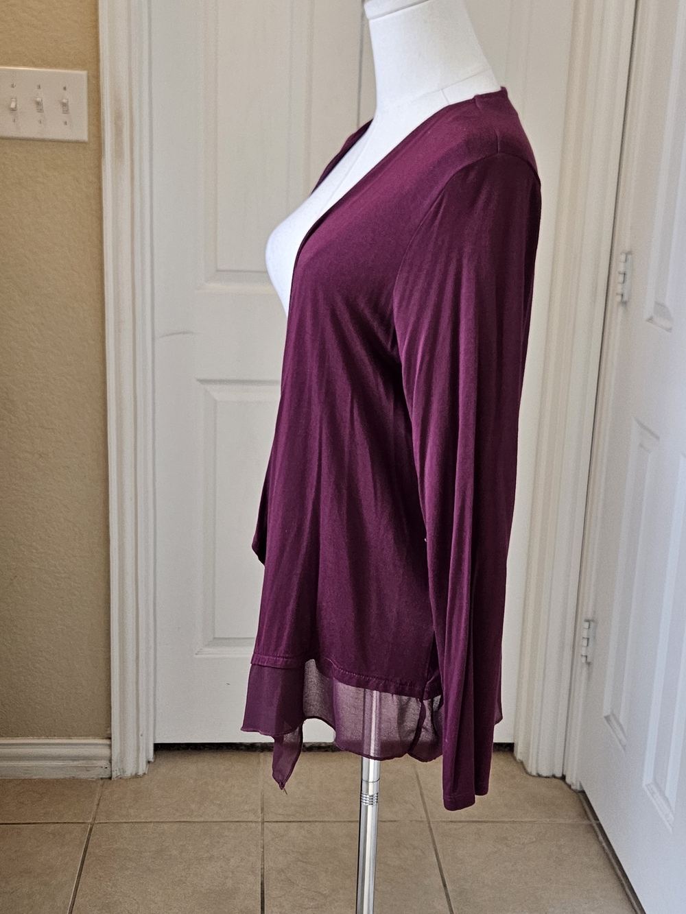 Worthington Open Front Cardigan – Size Medium – Burgundy - Picture 9 of 13